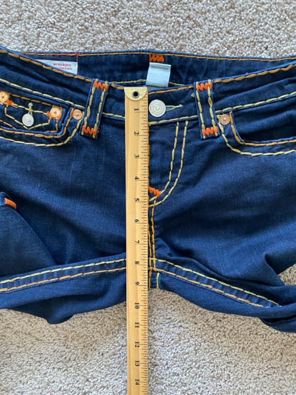 True Religion Womens Becca Mid Rise Bootcut Jean Sz 27 Thick Stitching! Y2K - Picture 15 of 16